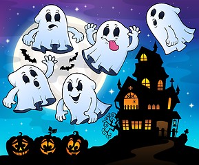 Image showing Ghosts near haunted house theme 4