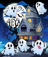 Image showing Ghosts near haunted house theme 5
