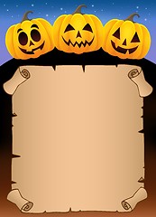 Image showing Parchment with Halloween pumpkins 1