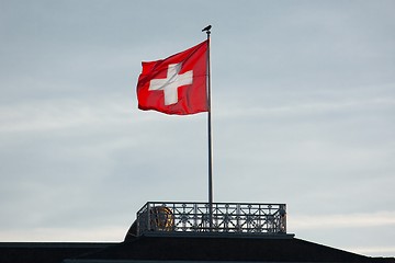 Image showing Swiss Flag In The Wind