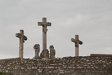 Image showing Crosses on the hill