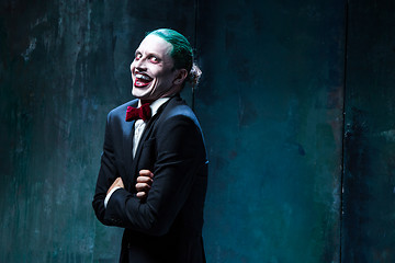 Image showing Bloody Halloween theme: crazy joker face