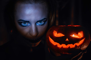 Image showing Horrible girl with scary mouth and eyes