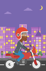 Image showing Woman riding motorcycle vector illustration.