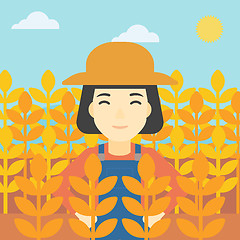 Image showing Farmer in wheat field vector illustration.