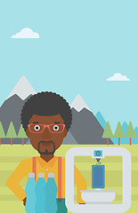 Image showing Man with three D printer vector illustration.