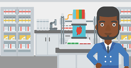 Image showing Man with three D printer vector illustration.