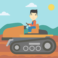 Image showing Farmer driving tractor vector illustration.