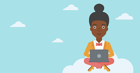 Image showing Woman using cloud computing technology.