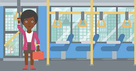 Image showing Woman traveling by public transport.