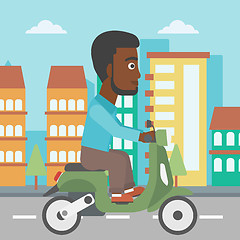 Image showing Man riding scooter vector illustration.