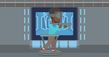 Image showing Man in virtual reality headset playing video game.