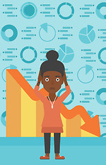 Image showing Bankrupt clutching her head vector illustration.