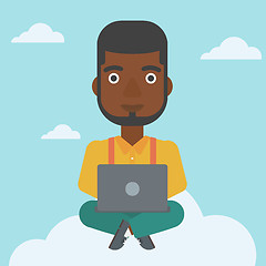 Image showing Man using cloud computing technology.