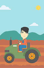 Image showing Farmer driving tractor vector illustration.