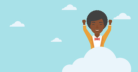 Image showing Woman sitting on cloud vector illustration.