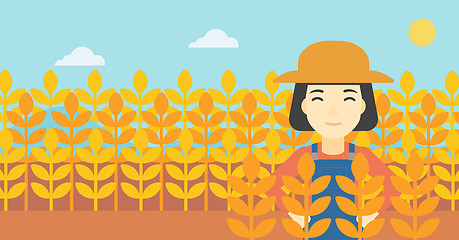 Image showing Farmer in wheat field vector illustration.