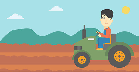 Image showing Farmer driving tractor vector illustration.