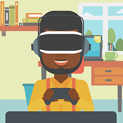 Image showing Man wearing virtual reality headset.