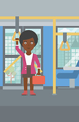 Image showing Woman traveling by public transport.