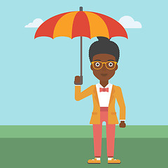 Image showing Business woman with umbrella vector illustration.