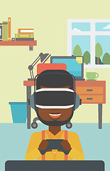 Image showing Man wearing virtual reality headset.