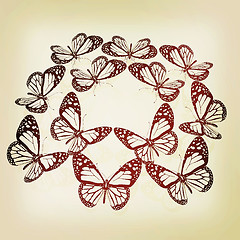 Image showing beauty butterflies. 3D illustration. Vintage style.