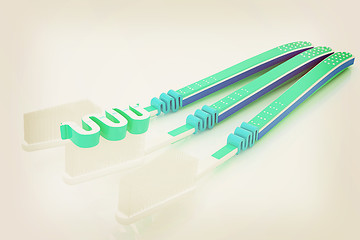 Image showing Toothbrushes. 3D illustration. Vintage style.