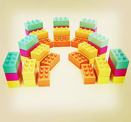 Image showing Building blocks on white . 3D illustration. Vintage style.