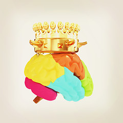 Image showing Gold Crown on the brain. 3D illustration. Vintage style.