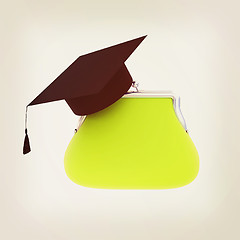 Image showing money bags education hat sign illustration design over white . 3