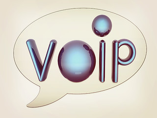 Image showing messenger window icon and Blue metallic word VoIP . 3D illustrat