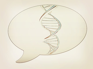 Image showing messenger window icon. DNA structure model. 3D illustration. Vin