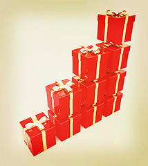 Image showing Bright christmas gifts. 3D illustration. Vintage style.