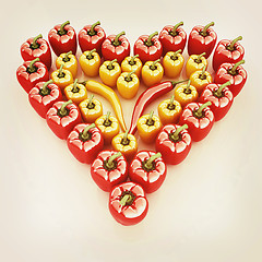 Image showing Bulgarian Pepper Heart Shape, On White Background. 3D illustrati