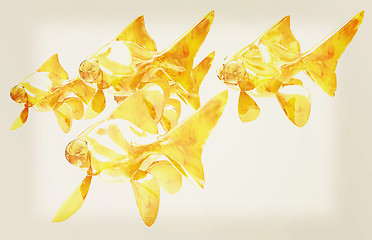 Image showing Gold fishes. 3D illustration. Vintage style.