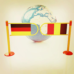 Image showing Three-dimensional image of the turnstile and flags of Germany an