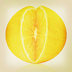 Image showing Orange fruit cutout. 3D illustration. Vintage style.