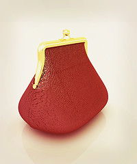 Image showing Leather purse. 3D illustration. Vintage style.