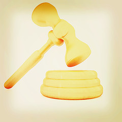 Image showing Wooden gavel isolated on white background. 3D illustration. Vint