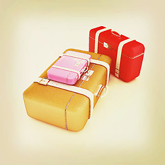 Image showing Traveler\'s suitcases. 3D illustration. Vintage style.