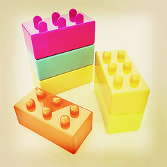 Image showing Building blocks on white . 3D illustration. Vintage style.