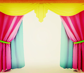 Image showing Colorfull curtains. 3D illustration. Vintage style.