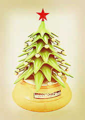 Image showing Christmas tree. 3D illustration. Vintage style.