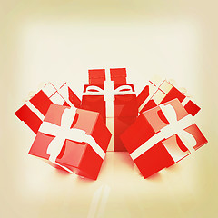 Image showing Bright christmas gifts. 3D illustration. Vintage style.