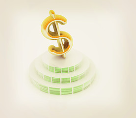 Image showing icon dollar sign on podium. 3D illustration. Vintage style.