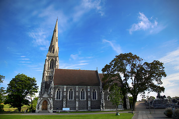 Image showing St. Alban\'s church (Den engelske kirke) and fountain in Copenhag