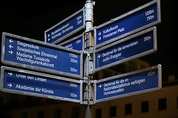 Image showing Road signs or street signs at Brandenburg gate in Berlin, German