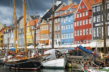 Image showing COPENHAGEN, DENMARK - AUGUST 14, 2016: Boats in the docks Nyhavn