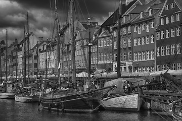 Image showing COPENHAGEN, DENMARK - AUGUST 14, 2016: Black and white photo, bo